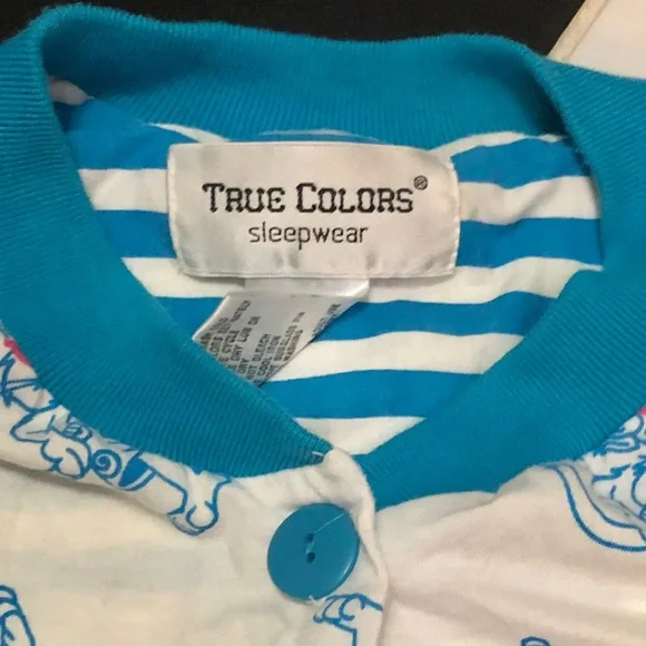 Vintage True Colors Sleepwear AOP All Over Pattern Cat Romper Pajamas size M - Picture 10 of 12